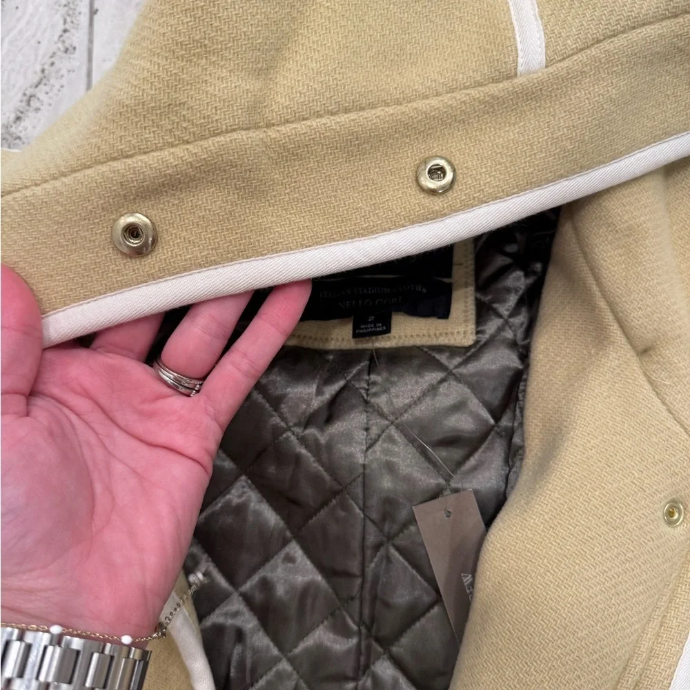 K1. NWT J.Crew Nello Gori Summit Italian Wool Stadium Cloth Coat in Yellow Haze - Picture 8 of 11